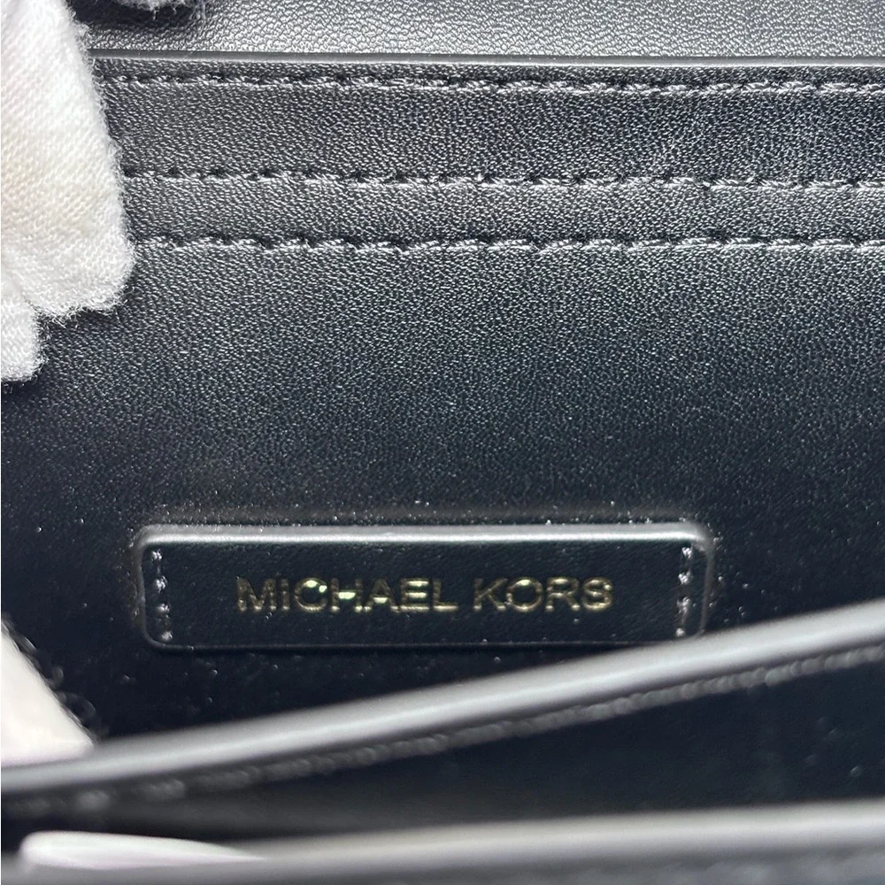 Michael Kors Lita Medium Black Leather Gold Chain Crossbody Bag Purse NWOT